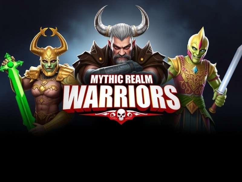 Mythic Realm Warriors game banner featuring heroic characters